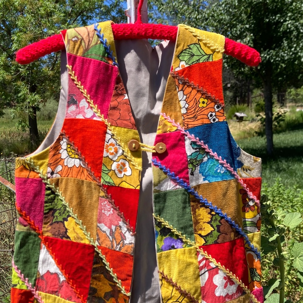 Stunning handmade patchwork embroidered waistcoat vest true vintage